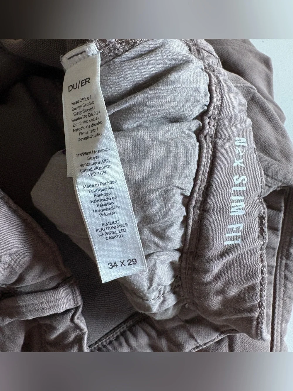 DU/ER Duer N2X No Sweat Slim Fit Joggers Pants - Men's Size 34*29 - Tan